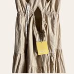 Charlie Holiday Lilian Oat Beige Tiered Cut Out Linen Midi Dress Size XL Photo 11
