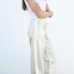 ZARA TRF MID WAIST LOOSE FOIL LONG WIDE LEG JEANS SILVER/White Size 4 NEW Photo 10