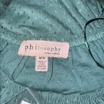 Philosophy  Womens Size M Green Swiss Dot Puffed Sleeve Blouse Bohemian Photo 5