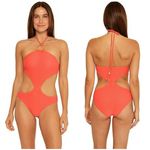 Trina Turk ππ Standard Empire High Neck One Piece Swimsuit ~ Papaya 14 NWOT Photo 2