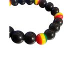 Glass Bead Rasta Stretch Bracelet Black Red Yellow Green 22.20g Sitting at 6" Photo 1