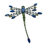 Vintage Sparkling Avon Dragonfly Rhinestone Giant Brooch Blue Photo 0
