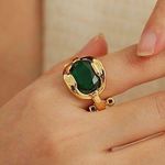 Green Emerald ring, Emerald Ring, Gold Stacking Ring Photo 6