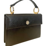 Bags By Dorian Vintage Faux Leather Purse Handbag 60s Women's 9" Black Gold Photo 0