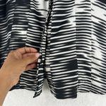 Worthington Stretch Satin Abstract Stripes V Neck Short Sleeve Button Front Top Photo 4