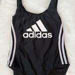 Adidas One Piece Front Logo Three Stripe Black Swimsuit Small Photo 2