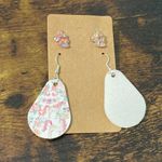 None Floral Unicorn Statements Earrings Pair Set Studs And Dangles Vegan Leather Photo 7