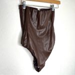ZARA BLOGGER'S FAVE  Strapless Faux Leather Bodysuit Brown Photo 8