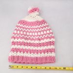 Pink Cable Knit Crochet Pom Pom Cozy Cottagecore Chunky Beanie Cap Hat Photo 4