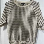 Adrianna Papell NWT Pointelle Stripe Short sleeve cream sweater size medium Photo 0
