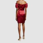 Aidan Mattox NWT  Dark Red Satin Puff Sleeve Off The Shoulder Dress 12 Photo 1