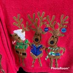 Tiara International Christmas Collection Reindeer Cardigan Sz L? Zippere… Photo 9