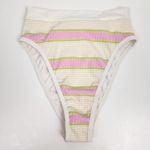 l*space L* Frenchi Bikini Bottom in Cream Pink Striped Size Small NWT High Waisted Photo 0