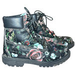 Timberland 6" Heritage Lace Up Boots Black Floral Edgy Feminine Womens Size 6 Photo 0