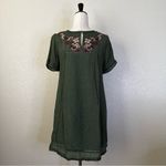 Umgee  Deep Green Floral Embroidered Mini Dress, Sz Small Photo 6
