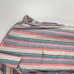 Orvis Linen Blend Button Up Shirt Striped Cap Sleeve Casual Top Large Boxy Fit Photo 6