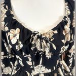 Black and ivory long sleeve corset top tiered floral ruffle dress medium NWT Photo 1