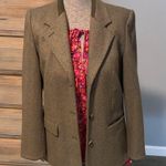 Orvis  Brown and Green Plaid Tweed Suede trim 100% lambswool Blazer Photo 0
