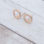 Warm Gold Tone Circular Shape Stud Earrings Photo 1