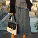frame denim  Le Panel Denim Midi Skirt in Skylark Size 30 Photo 0