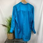 Neiman Marcus  100% Silk Blue Button Front & Back Oversized Blouse Top L Photo 1