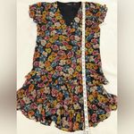 Ralph Lauren Lauren Women’s Black Floral Print Ruffle V-neck Summer Dress Size 2 Photo 9