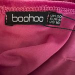 Boohoo Plus Hot Pink Velour Plunge Puff Sleeve Skater Dress Size US Photo 8