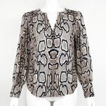 CAbi Serpentine Blouse Beige Brown Snakeskin Print Long Sleeve Womens S Pullover Photo 0