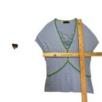 RAW 7 USA Silk Cashmere Graphic Short Sleeve Cardigan Sweater Women’s SZ:S Blue Photo 6