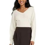 A New Day Sweater Cream Size Medium V Neck Knit Top Fine Gauge Pullover Target Photo 1