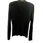 August Silk  Black Ribbed Silk V Neck Cardigan Size Medium Petites Photo 6