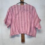 ZARA Pink Striped Short Sleeve Ruffle Top Size S Photo 3