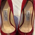 Jimmy Choo Women’s Red Suede Rocky Peep-Toe Pumps Photo 2