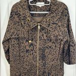 Erin London  Animal Print Black and Brown Front Zip Jacket Photo 0