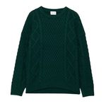 Aritzia Sunday Best Peggy Cable Knit Sweater Dark Green Crew Neck Long Sleeve S Photo 0