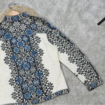 Intiwara 100% Alpaca Nordic Cardigan Sweaters Zip Front Longsleeve Handmade XL Blue Photo 9