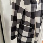 Open Front Long Draped Buffalo Plaid Cardigan Black Photo 8