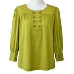 Anne Klein  Vintage Chartreuse Silk Blouse Button Front LongSleeve Size 14 in EUC Photo 1