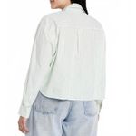 Old Navy Cotton Cropped Button-Down Striped Shirt Green Stripe NWT Size 2X Photo 1