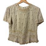 Adrianna Papell Evening Womens Silk Beaded Top Size 8P Party Cocktail Event Photo 0
