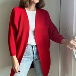 Lovers + Friends Cardigan Ribbed Sweater Red Size Small Heavy knit Midi Pockets Photo 4