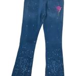 DKNY Embroidered Paint Splash Denim Flare Jeans 5 Photo 4