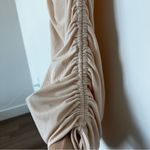 Women's Sleeveless Bodycon Mini Knit Ruched Stretch Side Drawstring Tank Dress L Tan Size L Photo 8