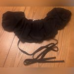 ZARA Off-the-Shoulder Puff Sleeve Criss Cross Self Tie Crop Top in Black Medium Photo 4