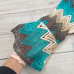 Tacera open knit fully lined 3/4 bell sleeve chevron print dress women sz Med Photo 8