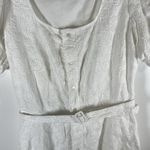 Polo Ralph Lauren Ruffled Linen Eyelet Lace Midi Dress Button Up Belted Size 4 White Photo 5