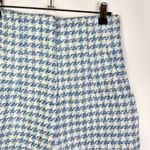 ZARA Blue & White Houndstooth Plaid High Rise Tweed Shorts S Photo 3
