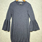 Cynthia Rowley Womens Sweater Dress S Blue Extra Fine Merino Wool Bell Sleeve Photo 0