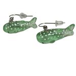 3D Fish Drop Earrings Green Photo 2