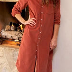 Frank & Eileen Rory Corduroy Maxi Shirtdress Long-Sleeve Spice Cotton XS EUC Photo 0
